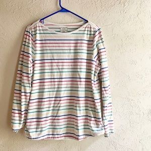 Long sleeve boat neck striped tee
